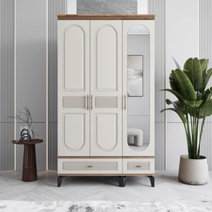 Libra 3 Kapaklı Çekmeceli Gardırop Tamamı Mdf (Aytaşı)