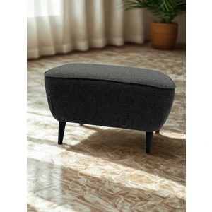 Keten Kumaş Puf – Antrasit Gri | 60X40X40 cm Modern Dekoratif Oturma & Ayak Ucu Pufu