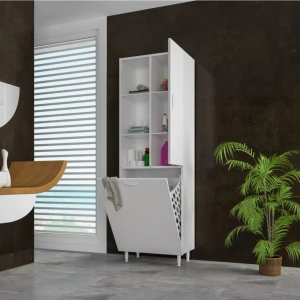 Modilayn Kirli Çamaşır Dolabı Düşer Kapaklı Banyo Dolabı Sepetli Çok Amaçlı Dolap ARD-110