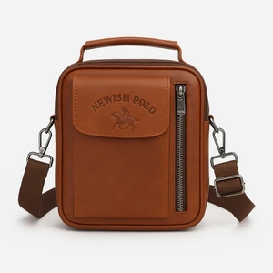 Newish Polo Erkek Siyah Deri Kapaklı Omuz ve El Çantası (17X22CM) NEWPOLO337