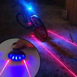 Lazer Güvenlik Işıklı Bisiklet Lambası Arka LED Ikili Lazer 7 Mod Çakarlı Kırmızı