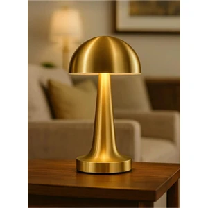 Mantar Model Retro Masa Lambası Gold Altın Renkli Dimmerli Şarjlı Dekoratif Dokunmatik Masa Lambası