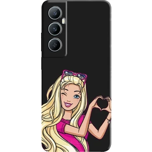 Realme C65 Için Siyah Barbie Heart Desenli Silikon Kılıf