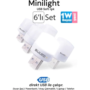 Minilight 6 Adet USB Soft Işık 1W Beyaz Renk Taşınabilir 6'lı LED Işık
