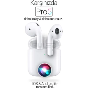 Pro5 Bluetooth Kulaklık Ios & Android Popup Bağlantılı Hey Siri ve Dokunmatik