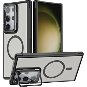 Samsung Galaxy S24 Ultra Uyumlu Standlı Kamera Kısmı Cam Korumalı Arkası Mat Renkli Magsafe Kılıf