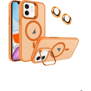 Apple Iphone 11 Uyumlu Kılıf Standlı Mat Magsafe Metal Tuşlu Kamera Lens Hediyeli Nevada Case