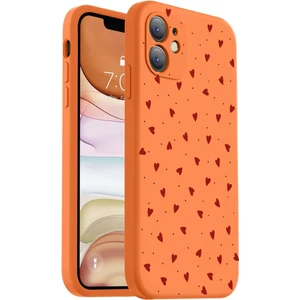 iPhone 11 Uyumlu Içi Kadifeli Özel Baskılı Renkli Kalp Tasarımlı Baskılı Lansman Kılıf