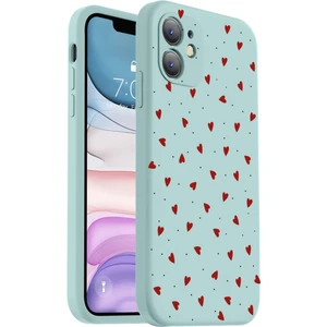 iPhone 11 Uyumlu Içi Kadifeli Özel Baskılı Renkli Kalp Tasarımlı Baskılı Lansman Kılıf