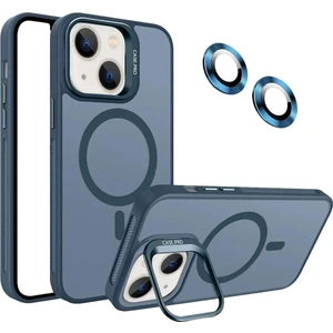 Apple Iphone 13 Uyumlu Kılıf Standlı Mat Magsafe Metal Tuşlu Kamera Lens Hediyeli Nevada Case