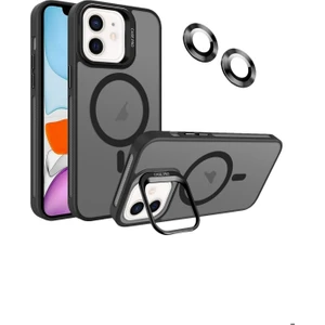 Apple Iphone 11 Uyumlu Kılıf Standlı Mat Magsafe Metal Tuşlu Kamera Lens Hediyeli Nevada Case