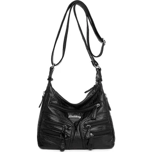 Yumuşak Omuz Çantası Gündelik Bayanlar Çanta Yıkanmış Beyaz Deri Haberci Çanta Ayarlanabilir (Yurt Dışından)