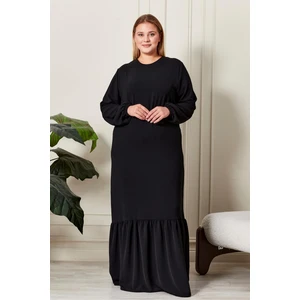 Yazlik Kadin Buyuk Beden Elbise Pileli Kadin Tesettur Elbise Ayrobin Kumas