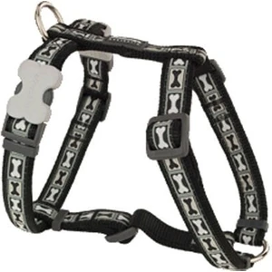 Red Dingo Bone Yard Desenli Siyah Köpek Göğüs Tasması 15MM