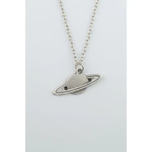 Gezegen - Satürn Gümüş Kaplama Düz Zincir Kolye