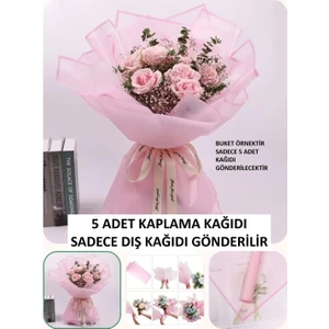 5 ADET PEMBE KAPLAMA KAĞIDI SADECE 5 ADET PAKETLEME JELATİN KAĞIDIDIR. BUKET ÖRNEKTİR