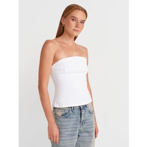 50880 Straplez Peplum Top-Ekru