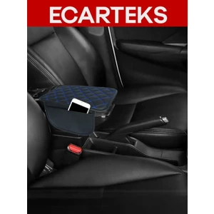 Siyah Zemin Mavi Iplik Kapitone Deri Oto Kolçak Kılıfı – Universal Kol Dayama Koruyucu