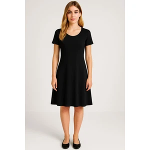 Dökümlü Rahat Kalıp Günlük Penye Kumaş Elbise