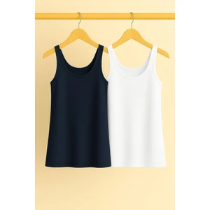 2 Adet A Kesim Rahat Kalıp Basic Kalın Askılı Atlet Tişört