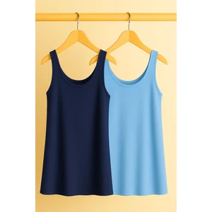 2 Adet A Kesim Rahat Kalıp Basic Kalın Askılı Atlet Tişört