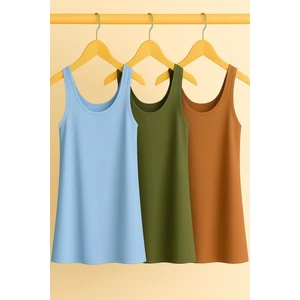 3 Adet A Kesim Rahat Kalıp Basic Kalın Askılı Atlet Tişört