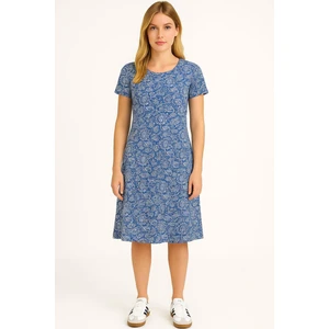 Dökümlü Rahat Kalıp Günlük Penye Kumaş Elbise