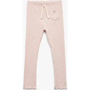 Cep Detaylı Beli Bağcıklı Viskon Karışımlı Ribanalı Tayt