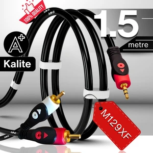 Mn6 M129XF Rca Kablosu/1,5 Metre-3.5mm/aux Ses Kablosu-2rca Ses Kablosu-Ses Sistemi Uyumlu