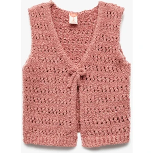 Bağlama Detaylı V Yaka Kolsuz Triko Basic Yelek