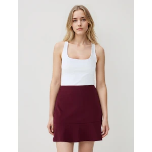 Jimmy Key Bordo Düz Kesim Normal Bel Mini Örme Etek