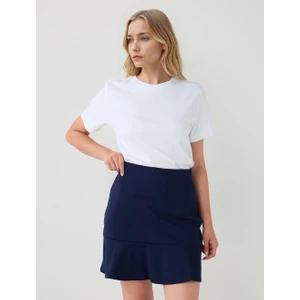 Jimmy Key Lacivert Düz Kesim Normal Bel Mini Örme Etek