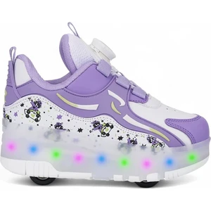 Mor Işıklı Patenli Ortopedik Kız Çocuk Spor Ayakkabı Nils