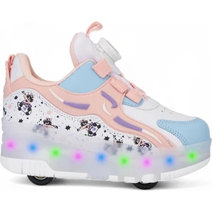 Pudra Işıklı Patenli Ortopedik Kız Çocuk Spor Ayakkabı Nils