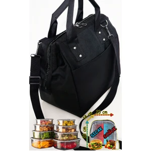 Sıcak, Soğuk Isı Yalıtımlı Termal Termoslu Yemek, Mama, Beslenme, Gıda Için Askılı Taşıma Çantası