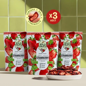 Kurutulmuş Çilek - Soft Dried - Atıştırmalık Kuru Meyve 3 x 50 gr