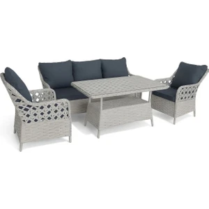 Icon Raddan 3+1+1 Çay Seti Balkon Teras Bahçe Mobilyası El Örgüsü Raddan 5 Kişilik Oturma Grubu