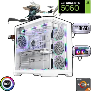 Ryzen 5 7500F 32GB Ddr5 1tb SSD Rtx 5060 B650 Anakart 240MM Sıvı Soğutma Beyaz Oyuncu Bilgisayarı