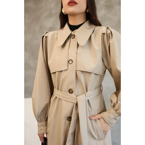 Kadın Balon Kol Uzun Trençkot