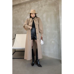 Kadın Balon Kol Uzun Trençkot