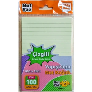 Not Yaz 100X150 100 Yaprak Yapışkanlı Çizgili Not Kağıdı Sarı (YNK-1490)