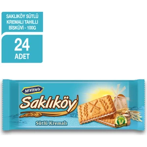 Saklıköy Sütlü Kremalı Bisküvi Mavi 100 gr x 24