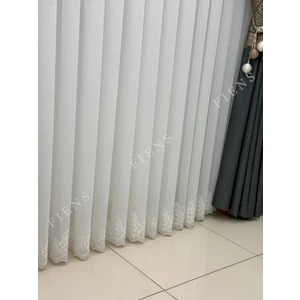 Işlemeli Bambu Etek 1/3 Sık Pileli Ütü Gerektirmez Tül Perde | Her Odaya Uygun, Çok Tercih Edilen