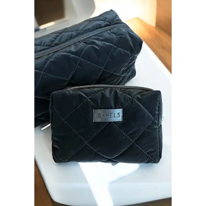 Siyah Kapitone Makyaj Çantası