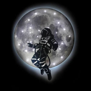 Kişiselleştirilebilir LED Işıklı Epoksi Cam Katmanlı Tablo Astronot Dolunay