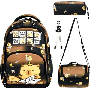 Alpha Club Bag Kapibara Figürlü 3'lü Takım Lüks Ilkokul Çantası