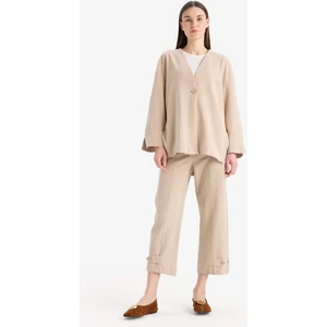 Keten Karışımlı Basic Kısa Paça Harem Pantolon B7506AX25SP