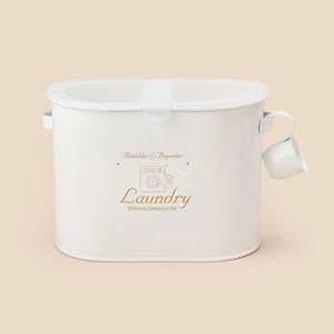 Bath 2 Bölmeli Plastik Kapaklı Metal Deterjan Kutusu - Beyaz - 12 Lt