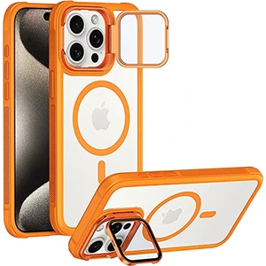 iPhone 14 Pro Max Uyumlu Standlı Kamera Kısmı Cam Korumalı Arkası Mat Renkli Magsafe Kılıf