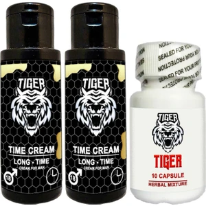 2 Tane 60 ml Krem + 1 Tane Tiger 10LU Gecikmenize Büyütmenize Ereksiyonunuza Red Ginsengli Tongkatlı Gücüyle Set
